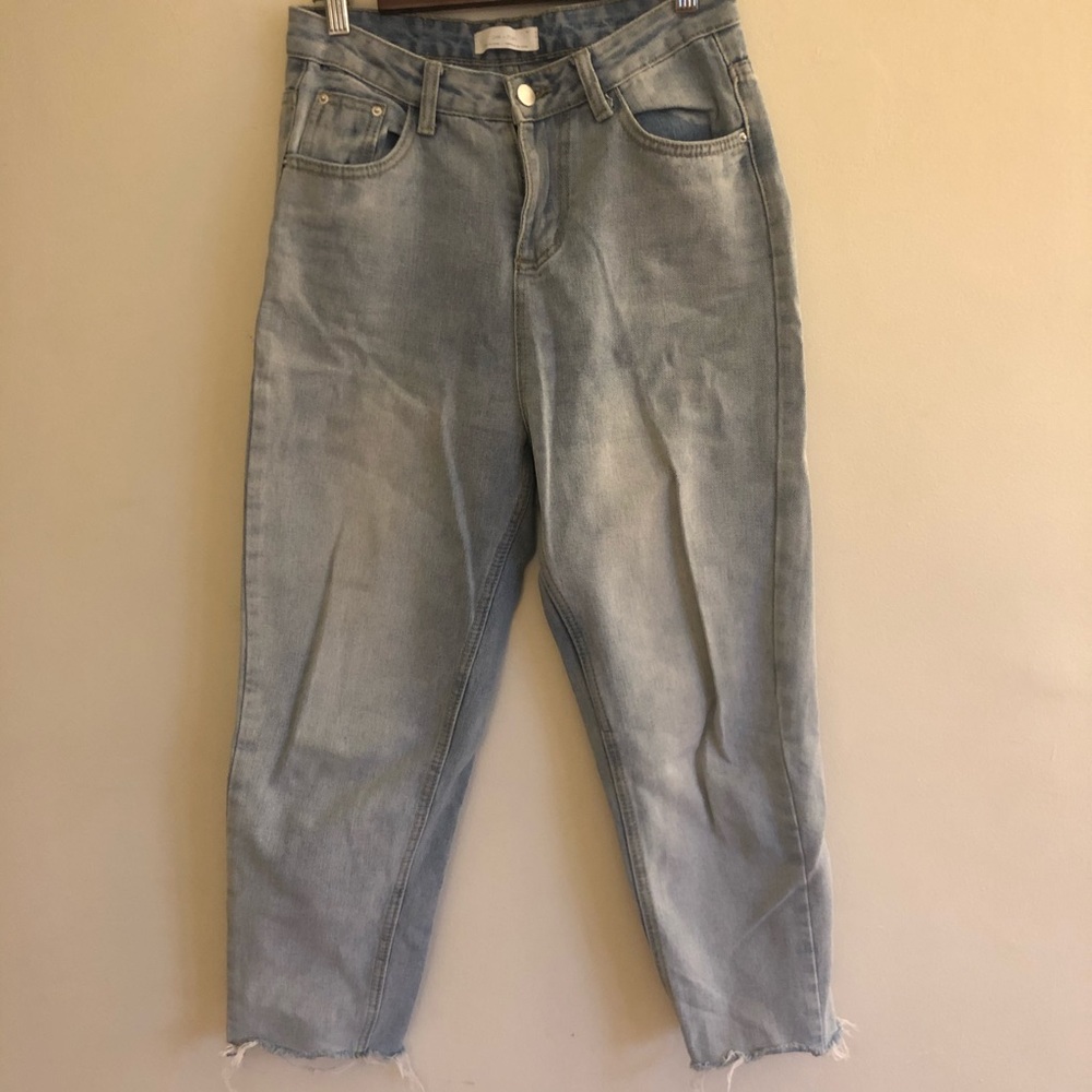 High waisted cropped straight leg jeans